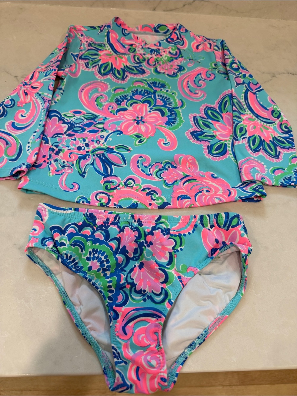 Girls' Lilly Pulitzer Long-Sleeve Rash Guard Swim Set sz 5 EXCELLENT condition